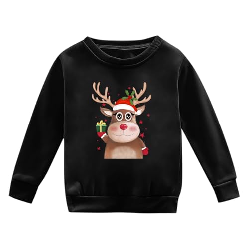 Merry Christmas Kids' Hoodie - Festive Reindeer Design with Red Hat & Scarf, Jolly Gift Idea for Holiday Parties3