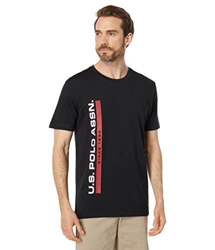T-shirt USPA noir à col rond idéal pour le week-end et le sport