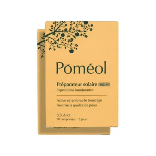 Complément Activateur Express bronzage ǀ Complément alimentaire pour teint halé​ ǀ 4 pigments, beta carotene, Vitamines A, C, E et D3, Cuivre, Astaxanthine | Sun Express | 30 jours ǀ POMÉOL