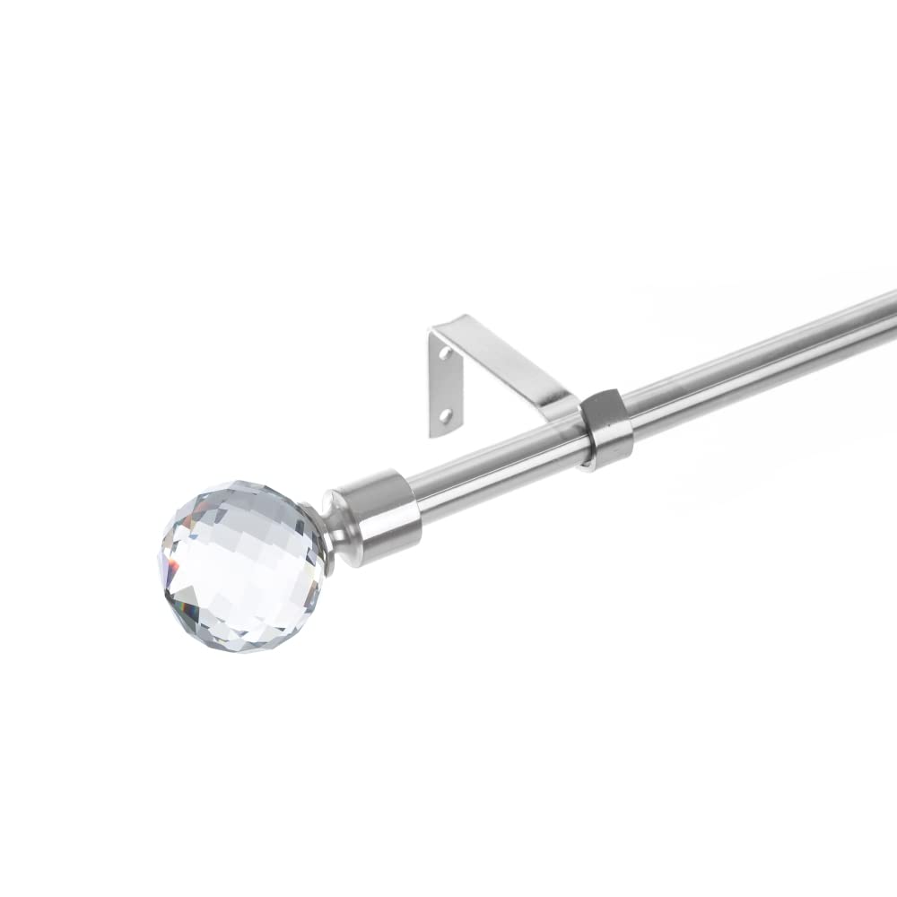 LOLAhome Extendable Curtain Pole Set from 160 to 300 cm, 2 Brackets and 2 Terminals Chrome Metal