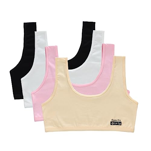 Katutude Teen Girls Training Bra - 4 Pack Soft Cotton Bra Unpadded Training Bras Seamless Wireless Breathable Bralettes