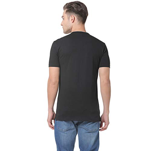 Image of CAHOOT Men Black Solid Casual T-Shirt