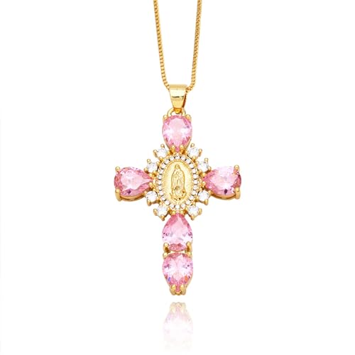 Chunky Cross Necklace Virgin Mary