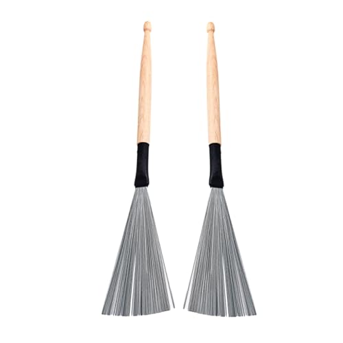 2 piezas de baquetas y cepillos para batería con filamentos de acero, accesorios para jazz para principiantes y profesionales