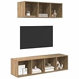 【Rangement polyvalent】 Ce meuble TV mural est parfait pour les salons modernes. Avec des lignes épurées, il s'intègre facilement et offre beaucoup d'options de rangement. Fait en bois d'ingénierie, il allie durabilité et élégance. Les étagères pratiques aident à organiser les appareils multimédias, les livres ou la déco facilement.