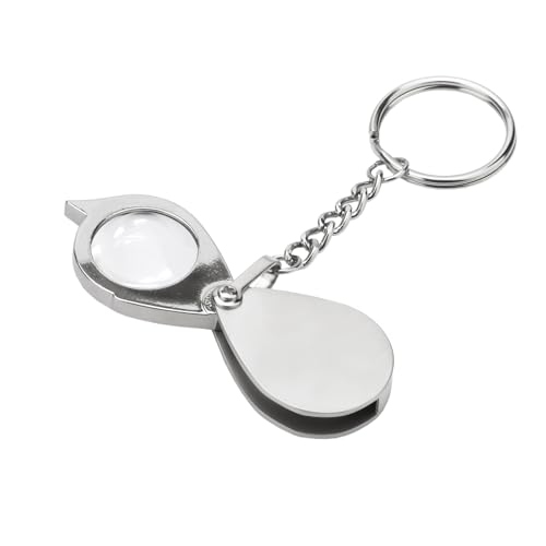 Rongon Small Pocket Magnifying Glass 10X Jewelers Loupe Magnifier Folding Magnifying Lens Keychain Jewelry Loop for Apply to Reading Science Jewelry Hobbies Books