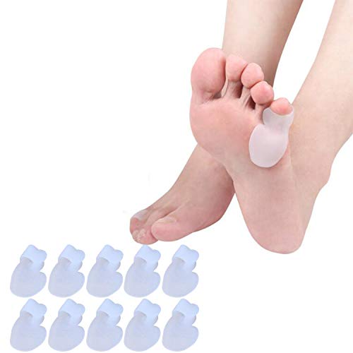 5 Pairs Pinky Toe Cushion Splint Little Toe Separators Little Toe Straightener with Loop for Men Women Walking Running Prevent Blisters Corn Pain Relief