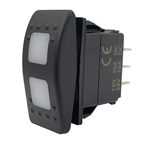 Image of Waterproof Boat Rocker Switch with Decal Green Backlit 7 PIN ON-Off-ON DPDT Toggle Switch for Car Boat Pickup Side by Side SXS 12V /20A 24V /10A