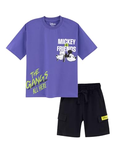 Image of Nap Chief Kids Cotton Official Disney Characters Print Co-Ord Set for Boys & Girls | Half Sleeve T-Shirt & Shorts Set | Soft Casual Summer Wear