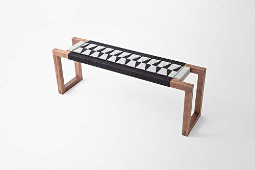 Doxey Natural Rope Wood Bench/White Woven Bench (Grey)