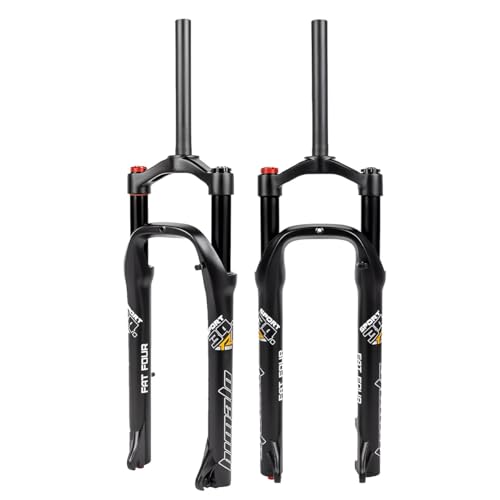 26 * 4.0インチファットタイヤエアサスペンションフォークトラベル120mmスノービーチバイクフロントフォークディスクブレーキQR 9mm間隔ハブ135mm手動ロックアウトリバウンド調整XC AM E-Bikes用(Black)