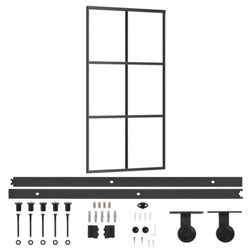 vidaXL Puerta Corredera con Herrajes Entrada Corrediza Deslizante Hogar Cuarto de Baño Salón Sala de Estar Habitación ESG Vidrio y Aluminio 102x205 cm