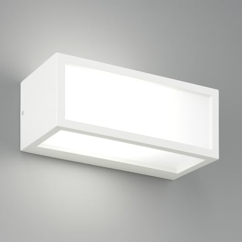 Dopa Applique da Parete Esterno Attacco E27 Design Rettangolare in Alluminio 3 Fasci di Luce Diffusa Lampada da Muro per Interno Balcone Terrazzo IP65 (Bianco)
