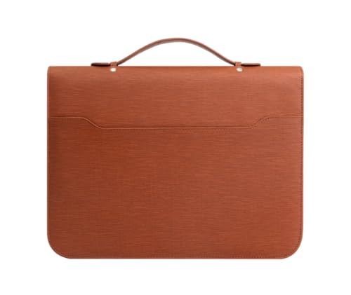 Giawkca クリップボード、ファイルフォルダー、ノートスリーブ、名刺ホルダーを備えた多機能A4バインダー。ファスナー付きの折りたたみ式。メモ帳や学習帳の収納に最適です。 (ブラウン)