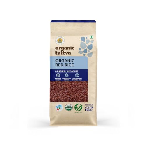 Organic Tattva - Organic Red Rice 1 KG | Njavara/Navara/Lal Chawal Red Rice |Source of Protein | Naturally Gluten Free | Pesticide and Chemical Free| Pack of 2