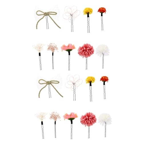 Set de coiffure japonaise Beaupretty avec fleurs immortelles rouges pour kimono