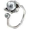 NicoWerk Ring Silber 925 Damen - Filigraner verstellbarer Silberring mit Perle, Blumen-Design, Perlenring 925 Silber für Frauen - SRI1057 #1