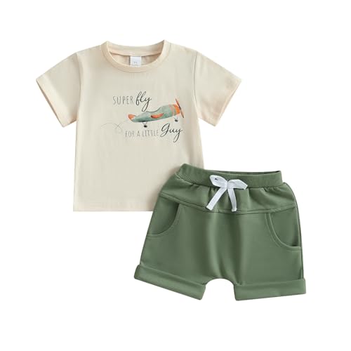 Image of Kupretty Baby Boy Clothes Toddler Summer Funny Letter Graphic T-Shirt Shirts + Pockets Shorts Set Vintage Farm Outfit