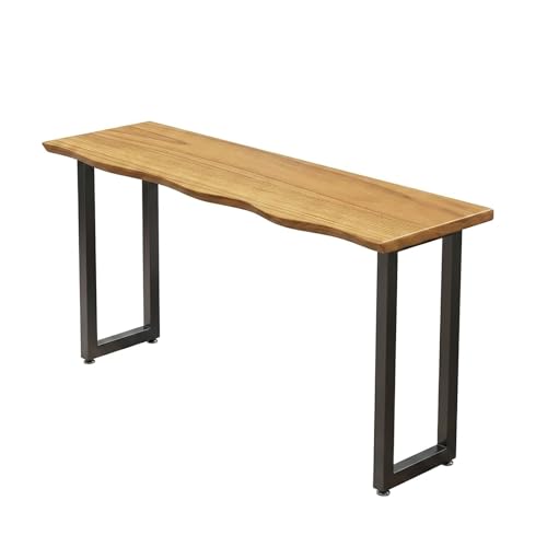 WYHBXD Mesa De Bar Madera Maciza, Alta Estilo Industrial con Patas MetáLicas Robustas, Comedor Estrecha Y RúStica para Cocina, Sala Estar Espacios PequeñOs — FáCil Montaje(140cm/55)