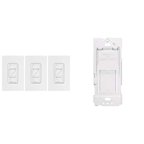 Lutron Caseta Smart Home Dimmer Switch (3 Count) & Caseta Wireless Wallplate Bracket for Pico Remote, PICO-WBX-Adapt,Translucent