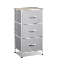 WLIVE Chest of Drawers, Fabric Drawers with 3 Drawers, Storage Unit with Easy Pull Handle, Wood Top and Steel Frame for Bedroom, Living Room, Kids Room, Light Grey