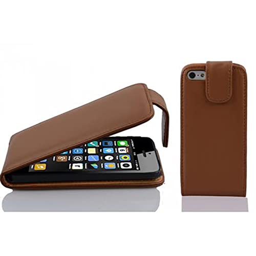 Cadorabo Funda para Apple iPhone 5C in MARRÓN Cacao   Cubierta Proteccíon Estilo Flip de Cuero Sintético Liso   Etui Case Cover Carcasa