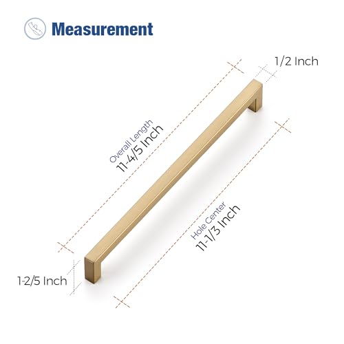 Image of Ravinte 10 Pack Champagne Bronze Cabinet Handles 11-5 /16 Inch Hole Center Stainless Steel Kitchen Square Cabinet Pulls for Dresser Drawer Cupboard Handles with Screwdriver