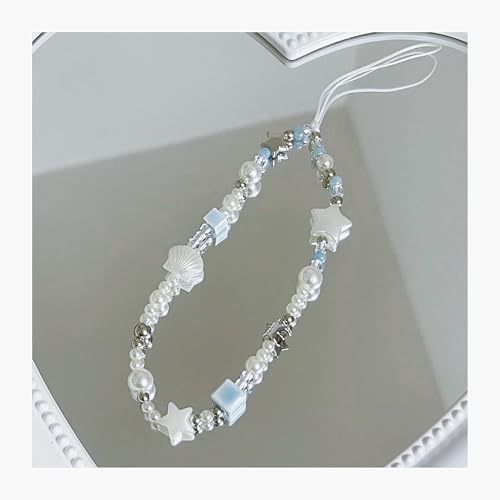 Image of Cute Beaded Camera Wrist Strap for Phone, Digital Camera Charm Lanyard, Pearl Beaded Chain for Bag Keychain Gift