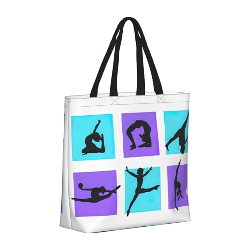 Large Capacity Shoulder Bag with Zipper,Reusable Grocery Gymnastics Game Print Tote Bag for Shopping2