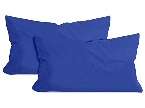 npluseins 2 Unidades algodón Almohada – Jersey – Muchos Colores 1331.1812, Azul Cobalto, ca. 40 x 60 cm