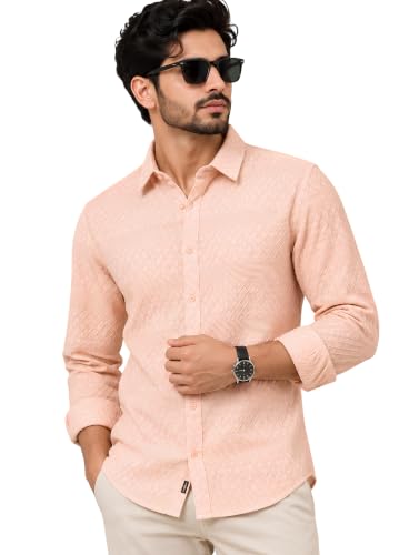 Image of The Kab's Men Casual Shirt | Textured Cotton Fabric Regular Fit Shirts for Men Stylish | Full Sleeve Shirt for Man | Comfortable Breathable Fabric | Perfect for Casual Office and Outing Wear