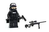 Battle Brick 1.6 Inches Tall Police SWAT Team Sniper Collectible Custom Minifigure | Genuine Police Minifig | Head Printed in The USA | Great Gift for Ages 10+ to Adult AFOL