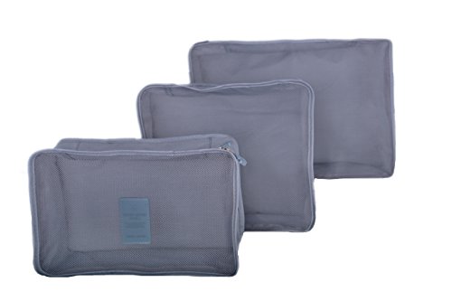 Image of 6 Sets Travel Organizers Packing Cubes Luggage Organizers Compression Pouches (Gray, Polyester)