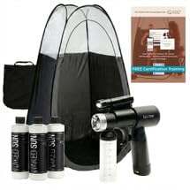 Naked Sun IonTan DualPower Spray Tan Kit with Tanning Tent & Naked Sun Solution Trio – Cordless/AC Handheld Machine, Dark, Violet & Rapid Solutions – Professional At-Home/Mobile Spray Tanning System