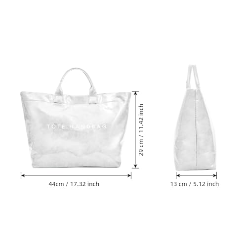 Bolsa Tote grande de PVC para mujer color blanco miniatura 4
