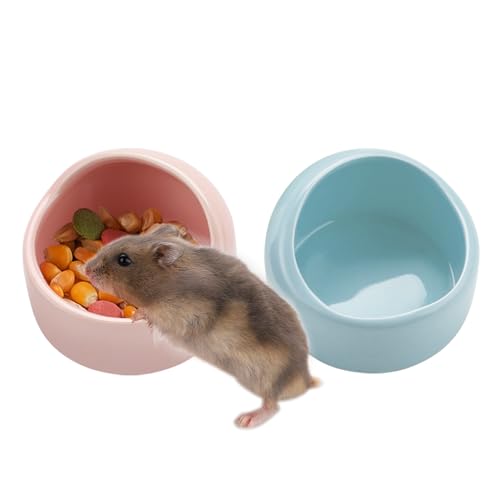 VanEnjoy-2-Pack-Small-Hamster-Food-Bowl-Ceramic-Guinea-Pig-Food-Dish-No-Spill-Hamster-Food-and-Water-Bowl-Small-Animal-Food-Bowl-Pink-and-Blue VanEnjoy 2 Pack Small Hamster Food Bowl Ceramic Guinea Pig Food Dish No Spill Hamster Food and Water Bowl Small Animal Food Bowl - Pink and Blue - Image 1