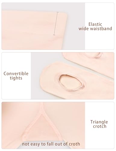 Ultra-soft Ballet Tights High Elastic Convertible Dance Pantyhose 2 Ways to Dress (Toddler/Girls/Women)3
