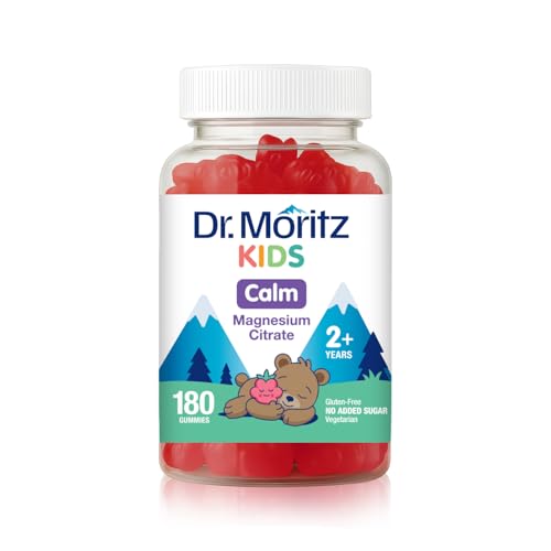 Image of DR. MORITZ Sugar-Free Calm Magnesium Gummies for Kids and Adults - Non-GMO Magnesium Citrate Gummies - Raspberry Flavor - 1-Pack (180 Count)