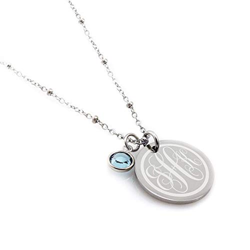 Annbijoux Monogram Necklace Woman Personalized Engraved Monogram Initial Jewelry Stainless Steel Initial Pendant Mother Gift Personalized Gift For Her cover