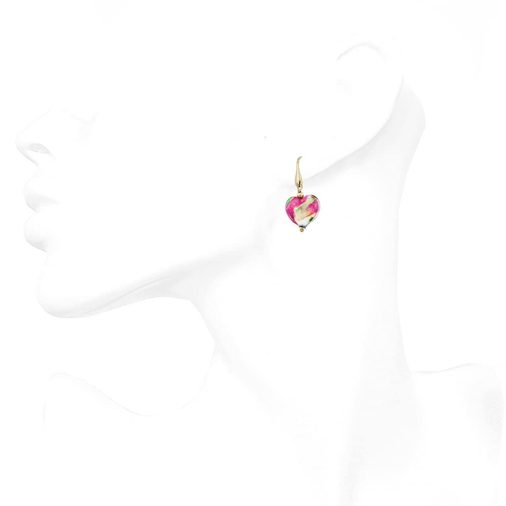 Venetiaurum - Orecchini con Pendenti a Cuore in Vetro originale di Murano e Argento 925 - Gioiello made in Italy certificato