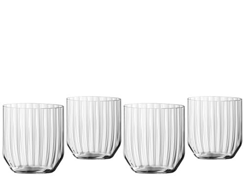 Spiegelau 4 Piece Whisky Tumbler Set Whisky Glasses Crystal Glass 12oz Linear 4940176 Clear
