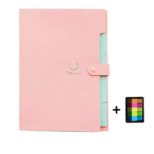 Mcgradyxm Carpetas Plastico A4, Carpeta Clasificadora Archivadoras, 5 Capas Carpetas Acordeón Expandibles para Archivar Documentos en Oficina y Clase (Rosa)