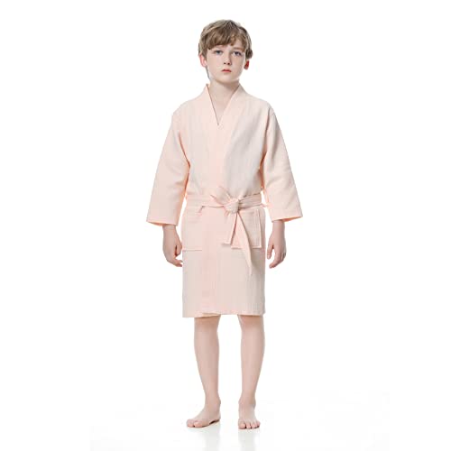 TopTie Kids Bathrobe Boys Girls Robe Waffle lightweight Sleepwear for Kids 3-10 Years