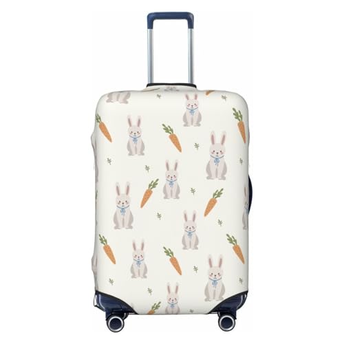 Retro Rabbit Print Luggage Cover For Suitcase,Washable Elastic Travel Suitcase Protector With Zipper Closure And Bottom Buckle – Fits 18-32