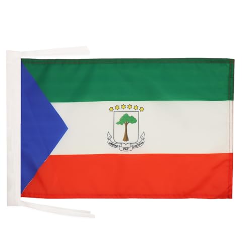 AZ FLAG - Drapeau Guinée équatoriale - 45x30 cm - Pavillon Équato-Guinéen 100% Polyester Avec Deux Cordelettes - 20g