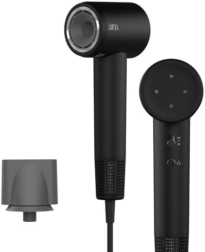AINA Hair Dryer, Blow Dryer - Brushless Motor, 110,000 RPM Lightweight, Ionic Travel 110V/ALCI Plug(Vader Black)