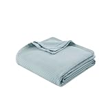 Madison Park Liquid Cotton Luxury Blanket Premium Soft Cozy 100% Ring Spun Cotton For Bed , Couch or Sofa, Full/Queen, Light Blue
