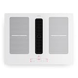 Klarstein Full House Piano Induzione con Cappa Integrata - 4 Zone, Boost 7335W, Touch Control, Timer, Blocco Bambini, Vetroceramica, Filtro Lavabile, 70cm, Piano Cottura Cappa Integrata, White