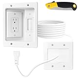 in-Wall TV Cable Management Kit with Recessed Dual AC Outlet, 9FT Extension Cord & Brush Wall Plate, TV Wire Hider for Wall Mounted TV, Power & Low Voltage Cable Concealer (2AC)