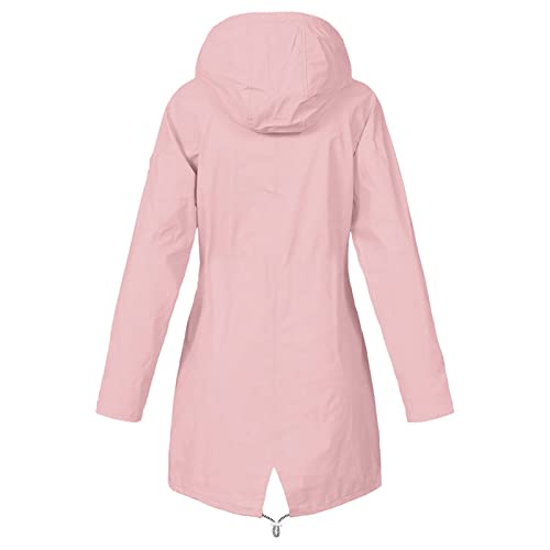 Rain Coats for Women Lightweight Long Hooded Raincoat Solid Color Waterproof Windbreaker Rain Jacket with Pockets3